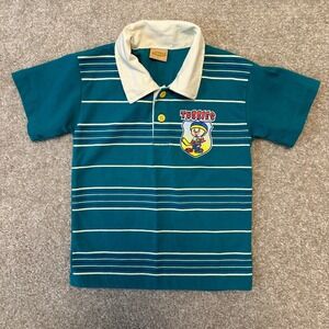 Tubbies collared boys youth large striped teal polo roller hockey shirt